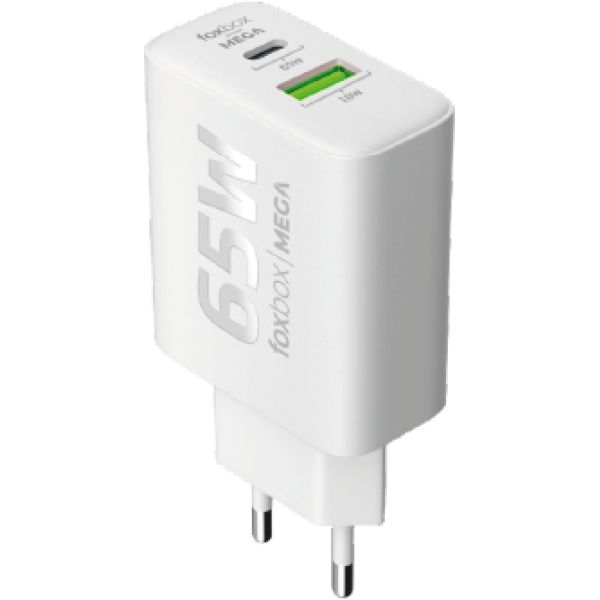 CARGADOR DE PARED GAN 65W FOXBOX MEGA. BLANCO