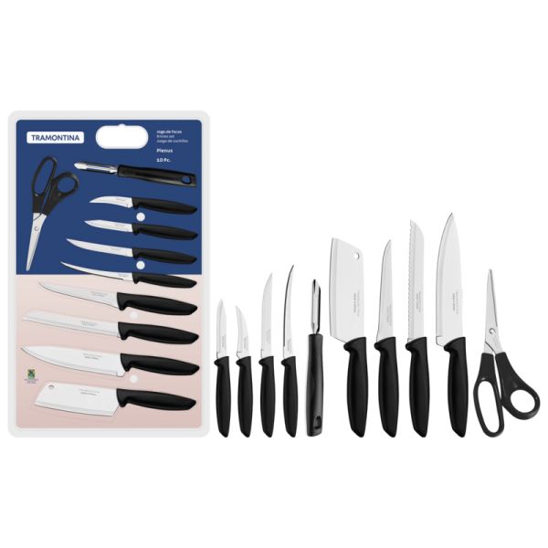 JUEGO DE CUCHILLOS TRAMONTINA 10P NEGRO 065 T23498W