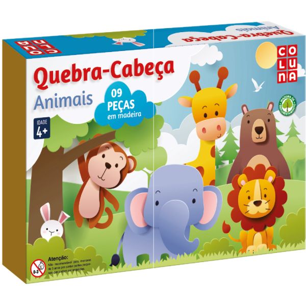 ROMPECABEZAS ANIMALES 9PZS DE MADERA EN CAJA COLUNA