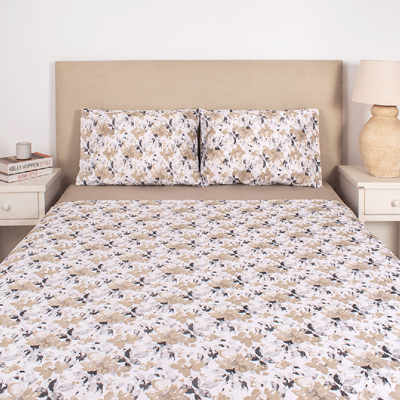 JUEGO DE SABANA QUEEN160X200ESP.COL.I/2025 ANGRA FLORES ACUARELADAS 1012136