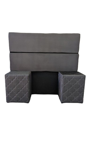 COMBO CABECERA 140 ECO PILLOW+MESITAS SATIN NEGRO INMAPOL