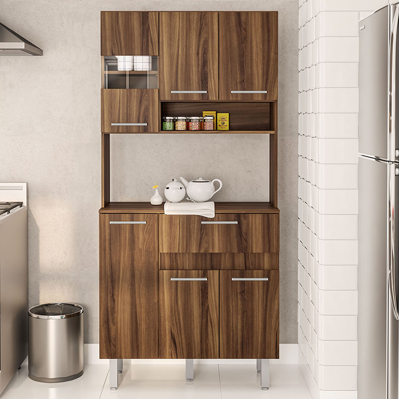 MUEBLE P/COCINA COMPACTA POLITORNO 6 PUERTAS NEW AVELLANA