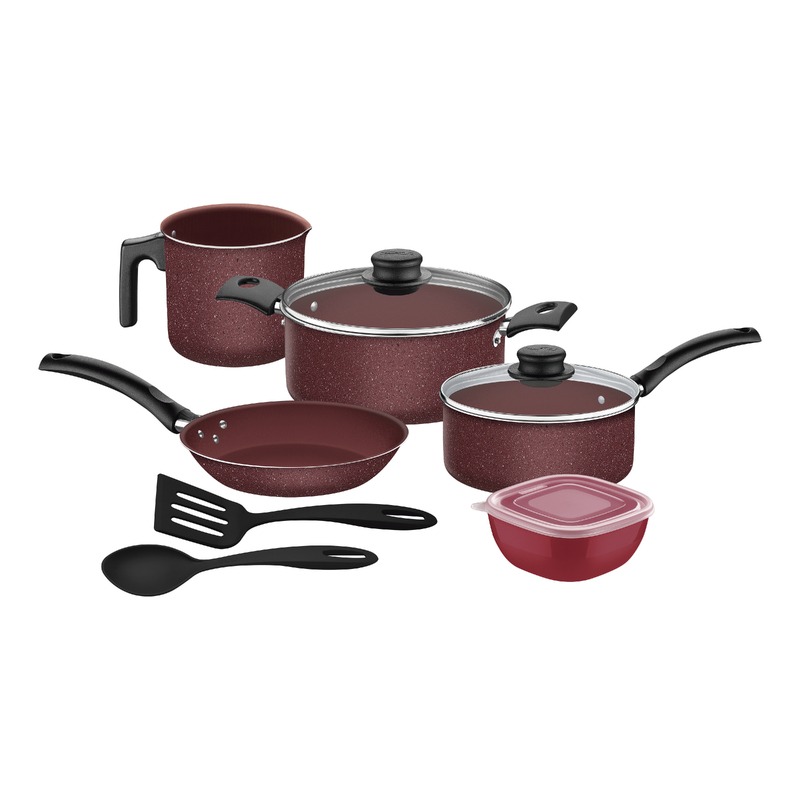 JUEGO DE OLLAS TRAMONTINA TURIN 7PZ COLOR ROJO T278998