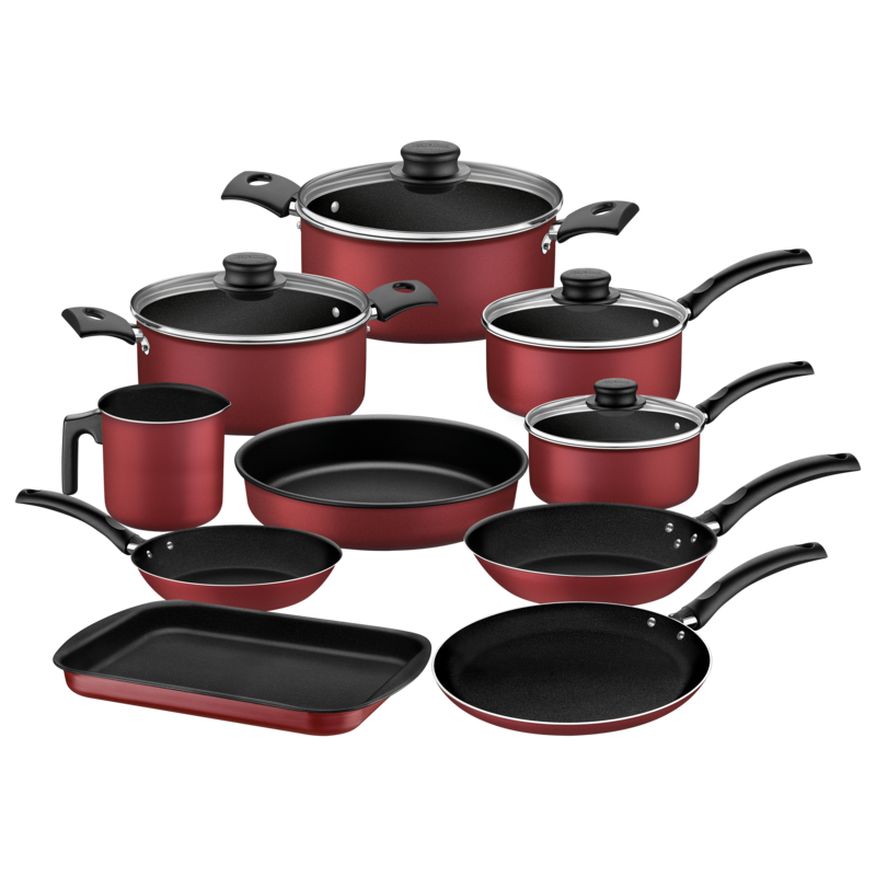 JUEGO DE OLLAS TRAMONTINA TURIM 964 ROJO 10PZ T202978