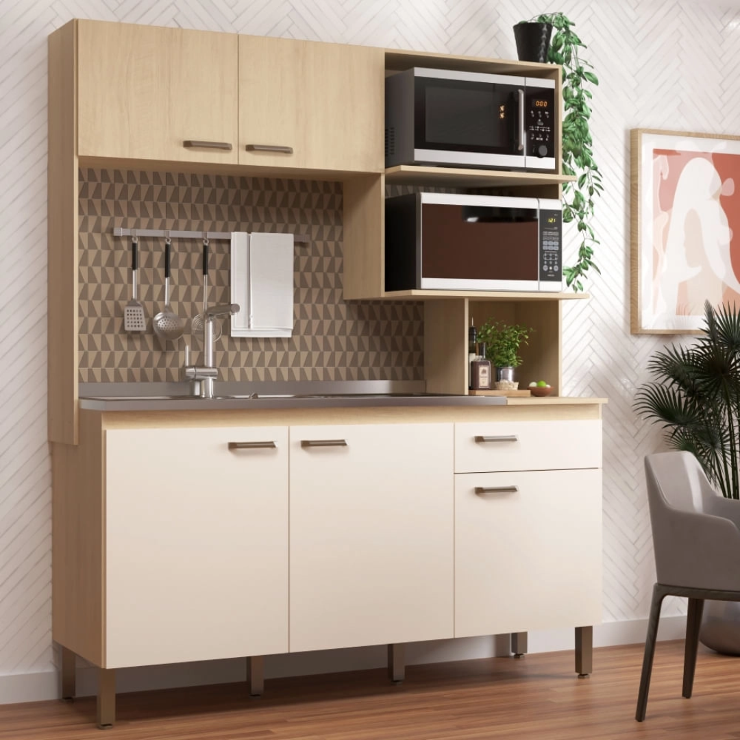 KIT DE COCINA EVELYN MOVELMAX CARVALHO/OFF WHITE