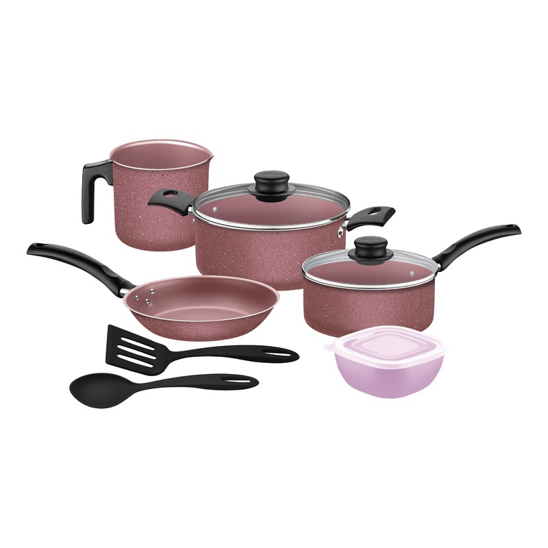 JUEGO DE OLLAS TRAMONTINA TURIN 7PZ COLOR ROSA T278999