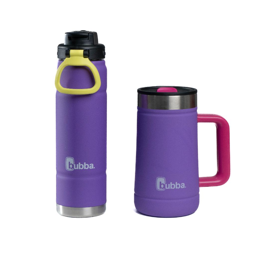 COMBO BUBBA: BOTELLA TRAILBLAZER 709ML C/ PAJITA+CHOPERA PARTY STEIN 709ML LILA