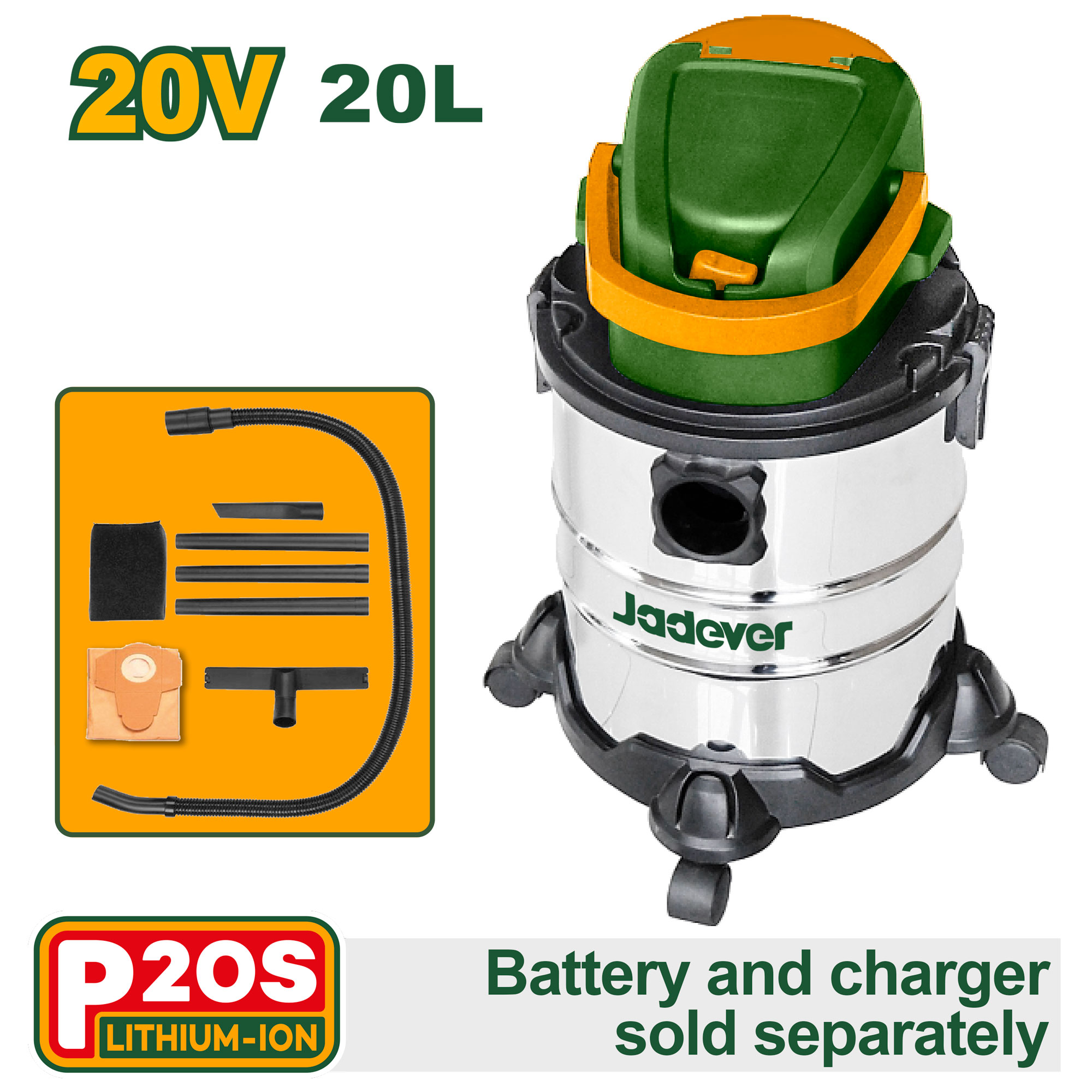 ASPIRADORA INALAMBRICA  JADEVER 20LTS 20V S/BAT.JDQV1A20