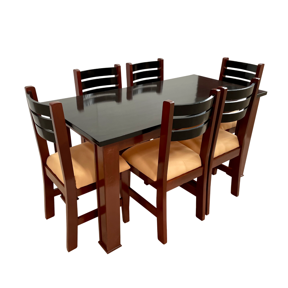 JUEGO DE COMEDOR CBC 6 SILLAS MILANO TAPIZADO BEIGE