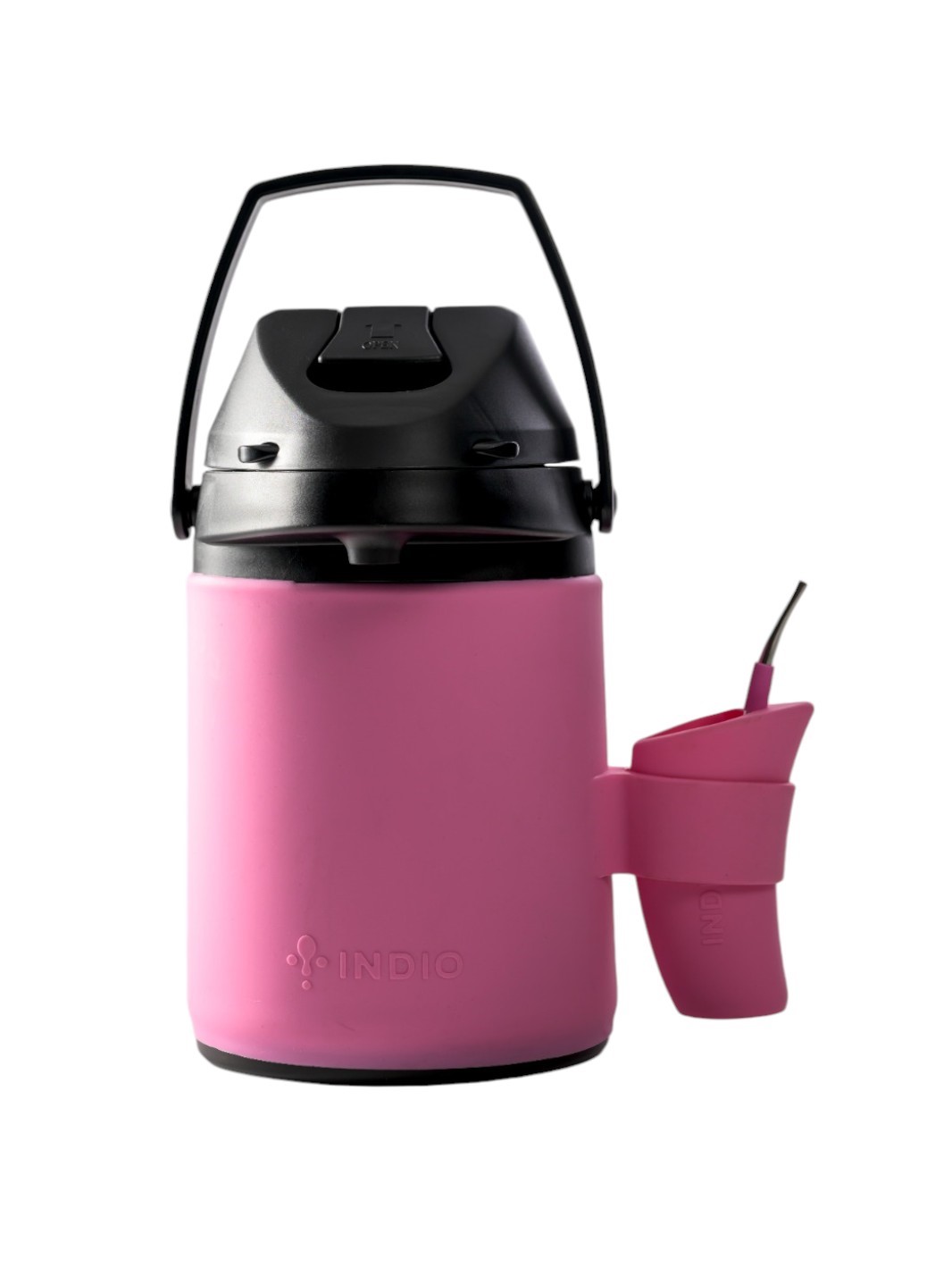 TERMO TERERE INDIO 2.5LTS. ACERO INOX SILICONA SKIN ROSA + GUAMPA + BOMBILLA INOX 