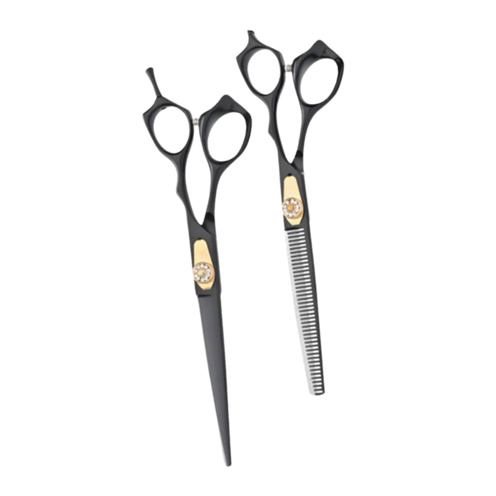 JUEGO DE TIJERAS NEW GAIN 6.5 NEGRO CON DORADO