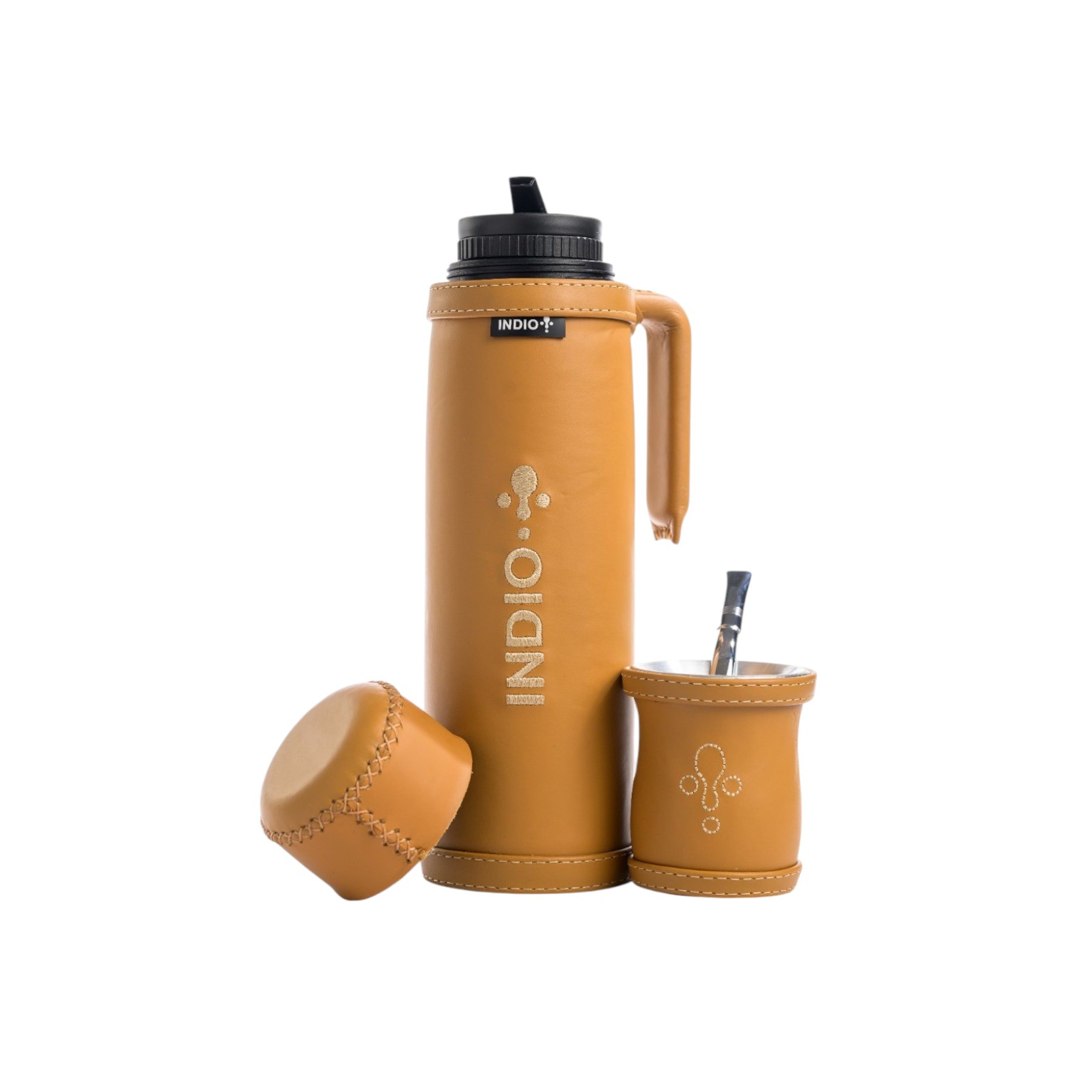 TERMO SET DE INVIERNO MATERO INDIO CUERO PREMIUM 1 LITRO SUELA + GUAMPA + BOMBILLA