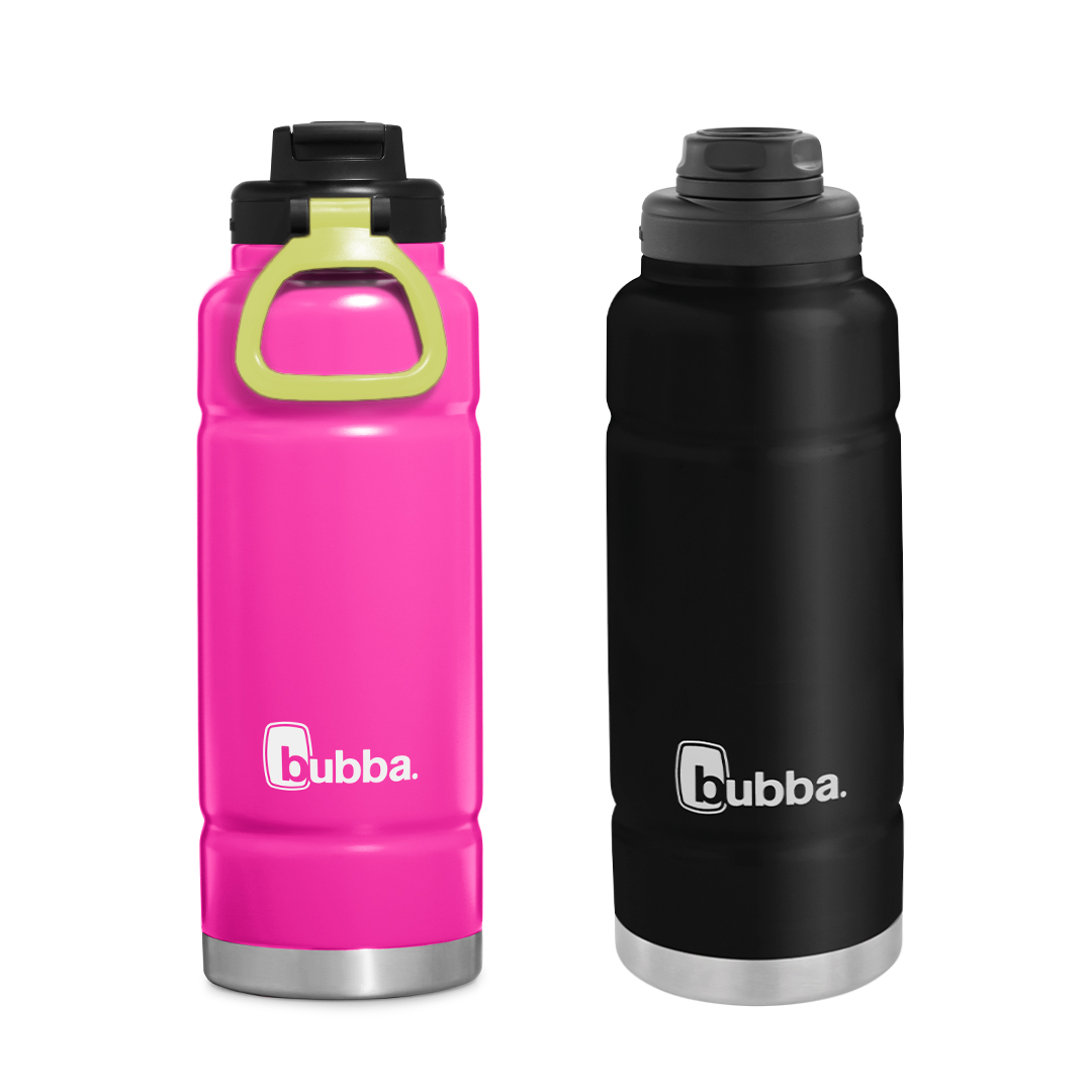 COMBO 2 BOTELLAS BUBBA 1.2LTS. TRAILBLAZER ROSA C/ PAJITA + NEGRO A ROSCA
