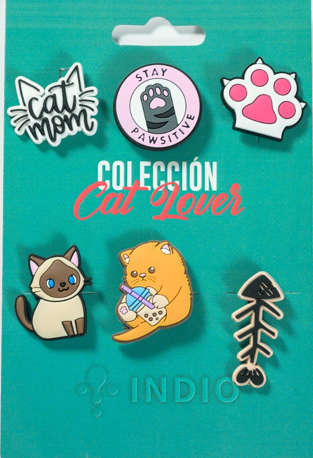 SET DE 6 PINES COLECCION CAT LOVER INDIO + PERFORADORA