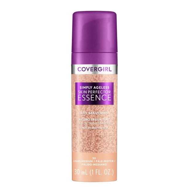 BASE COVERGIRL SIMPLY AGELESS SKIN PERFECTOR ESSENCE LIQ FDATION, LIGHT MEDIUM