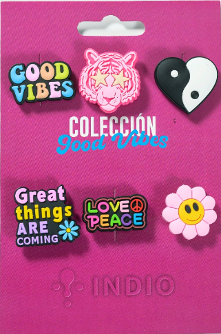 SET DE 6 PINES COLECCION GOOD VIBES INDIO + PERFORADORA