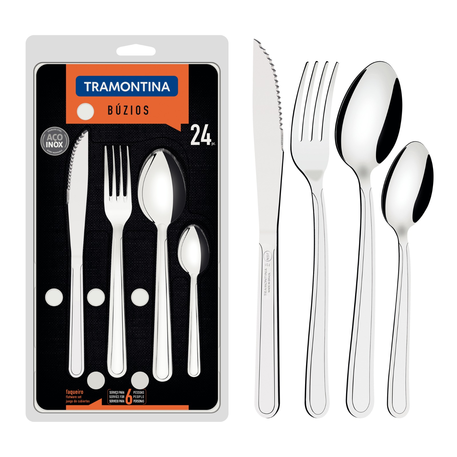 JUEGO DE CUBIERTOS BUZZIOS TRAMONTINA 075 24PZ T23799Y
