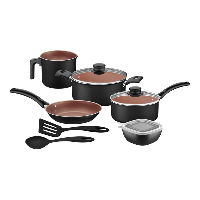 JUEGO DE OLLAS TRAMONTINA TURIM 7PZ COLOR NEGRO CON POTE T27899/528