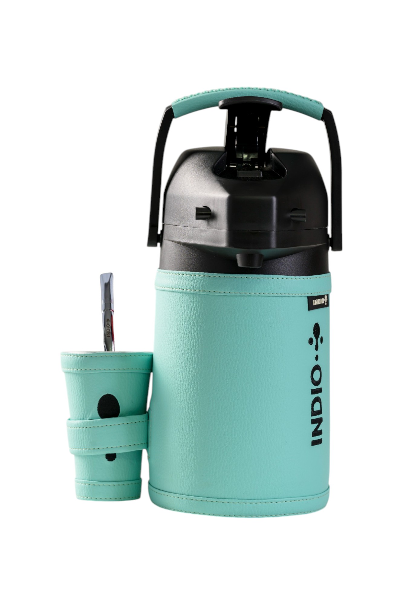TERMO TERERE INDIO 1.9 LT FORRADO EN SIMIL CUERO PREMIUM VERDE TIFFANY