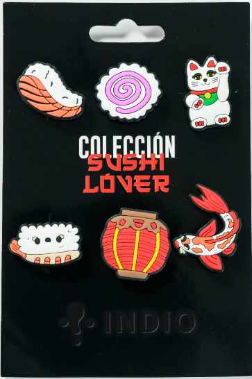 SET DE 6 PINES COLECCION SUSHI LOVER INDIO + PERFORADORA