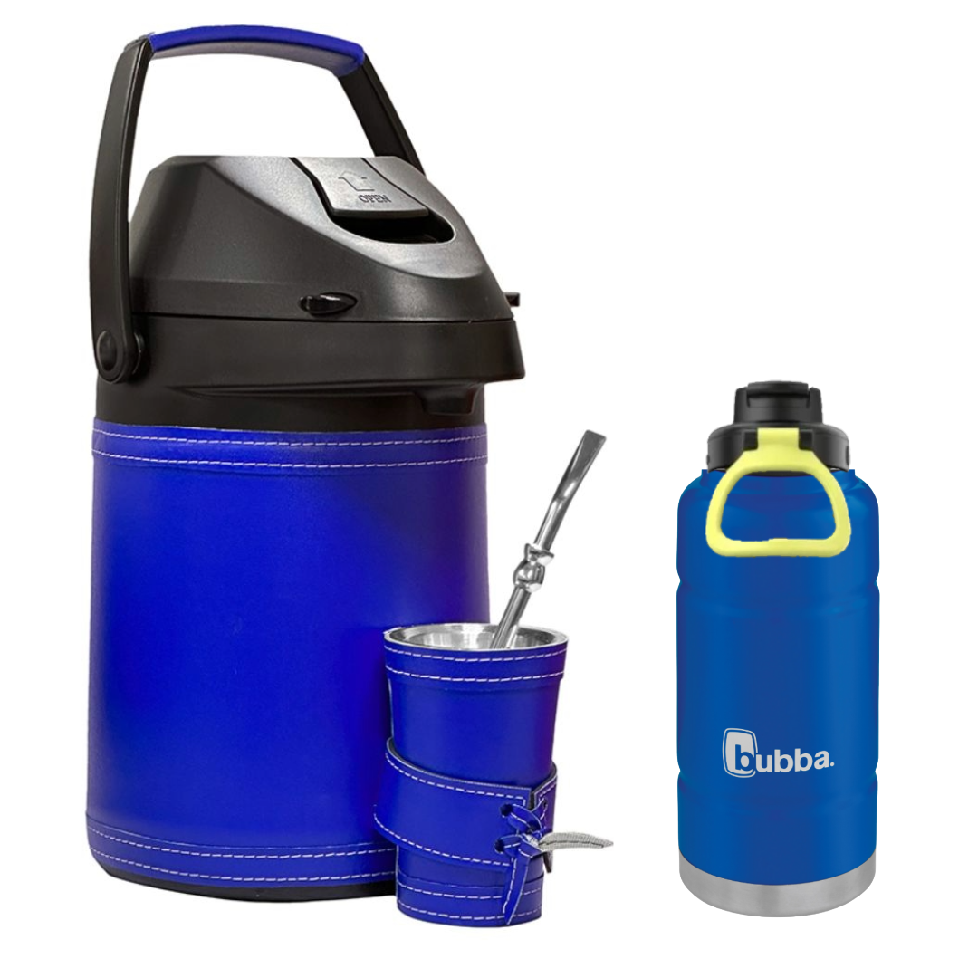 COMBO TERMO AH FORRADO 2,5LTS + BOTELLA BUBBA TRAILBLAZER 946ML C/ PAJITA AZUL