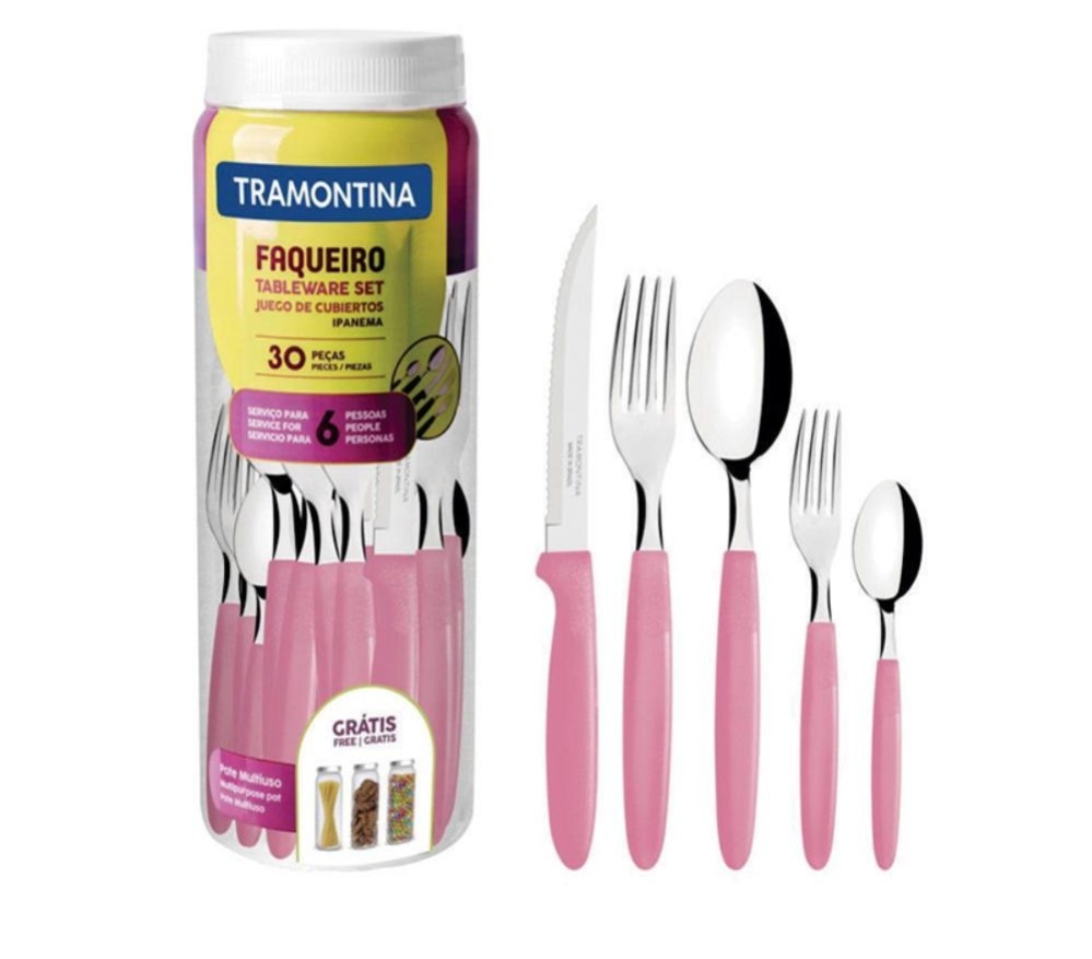 JUEGO DE CUBIERTOS TRAMONTINA 30PZAS IPANEMA ROSA TA23398/488