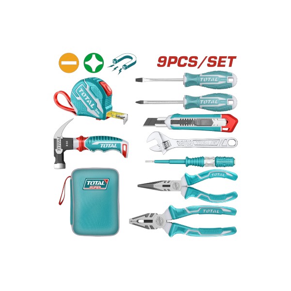 JUEGO DE HERRAMIENTAS MANUALES PARA EL HOGAR 9 PCS TOTAL THKTHP90097