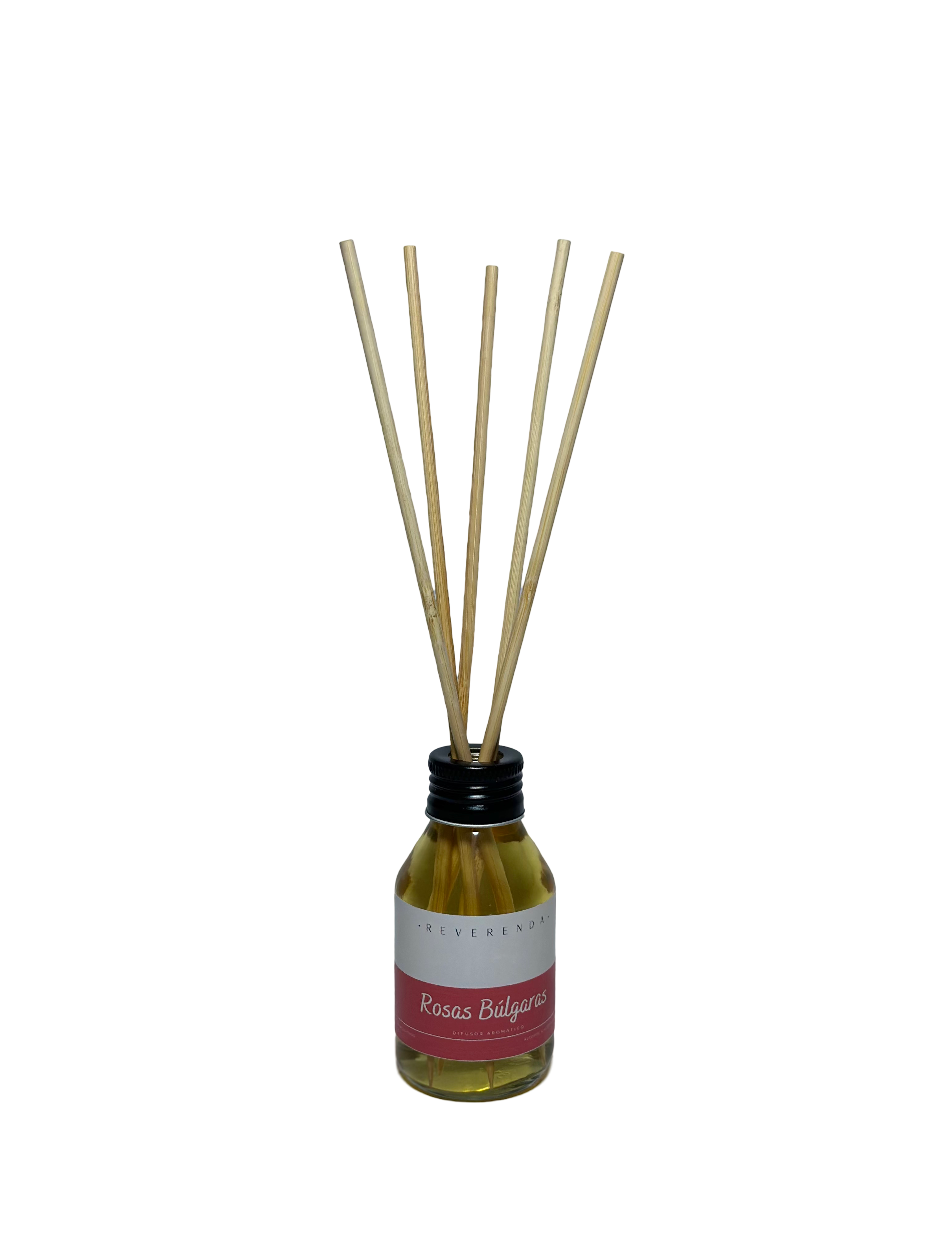 DIFUSOR AROMATICO REVERENDA C/ 5 PALITOS DE BAMBU FRAGANCIA ROSAS BULGARAS 100ML