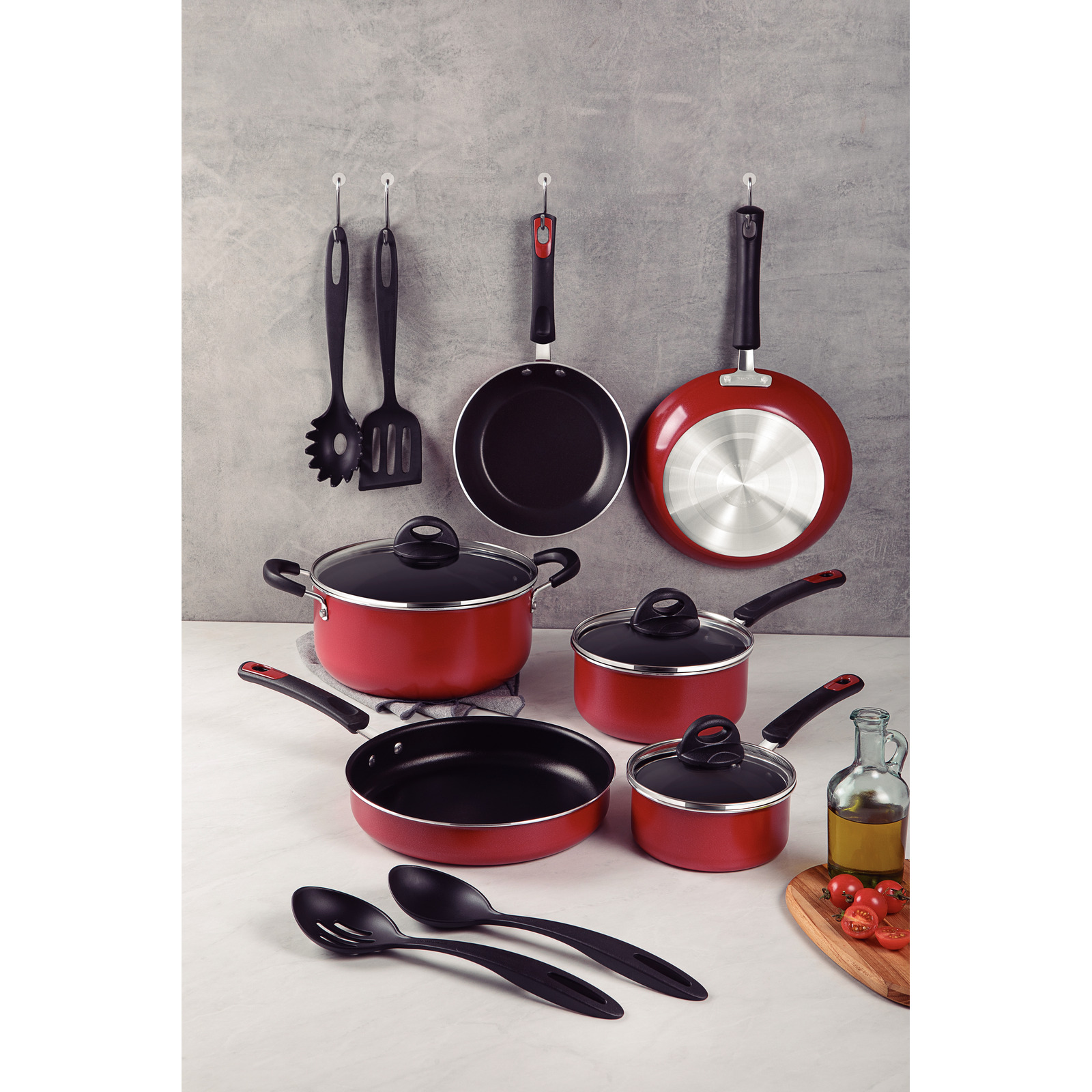 JUEGO DE OLLAS TRAMONTINA EVERADY 10PZ COLOR ROJO T278992