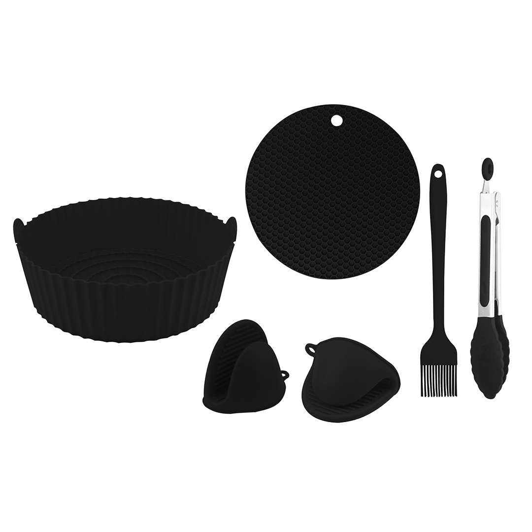 JUEGO DE 6 PCS DE SILICONA PARA FREIDORA REDONDO CROIX NEGRO