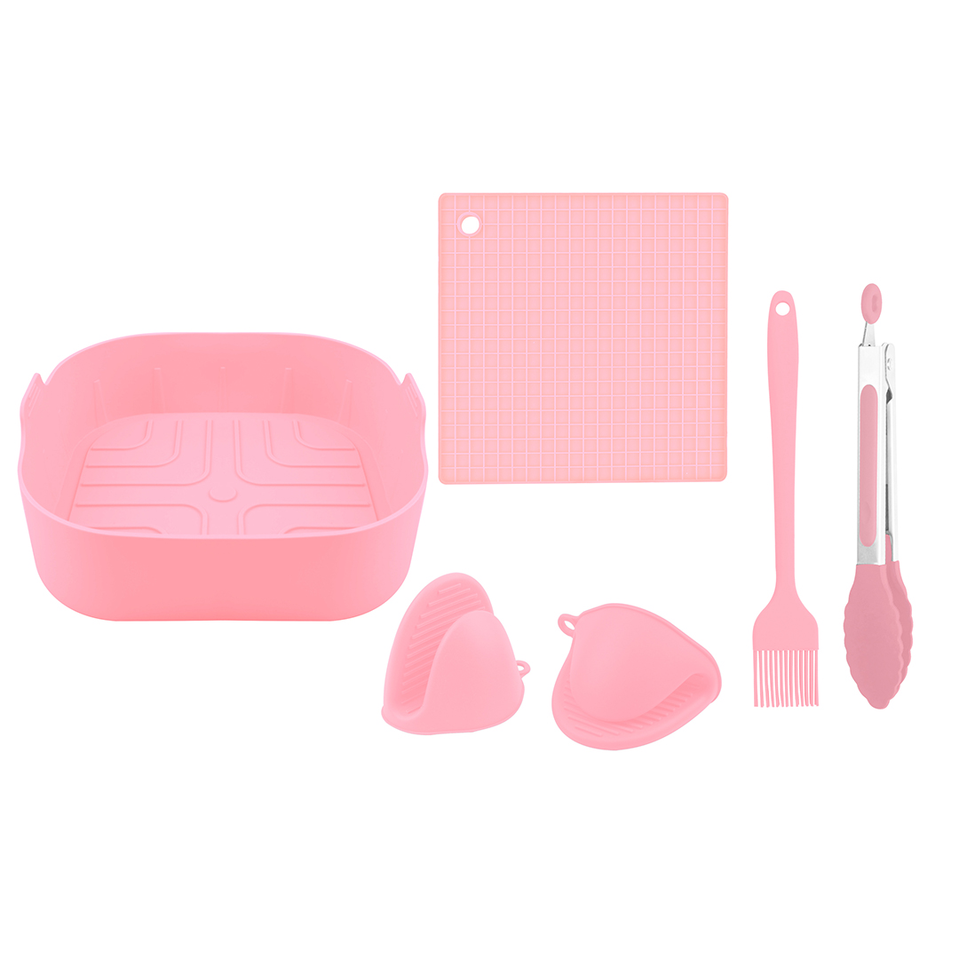 JUEGO DE 6 PCS DE SILICONA PARA FREIDORA CUADRADO CROIX ROSA