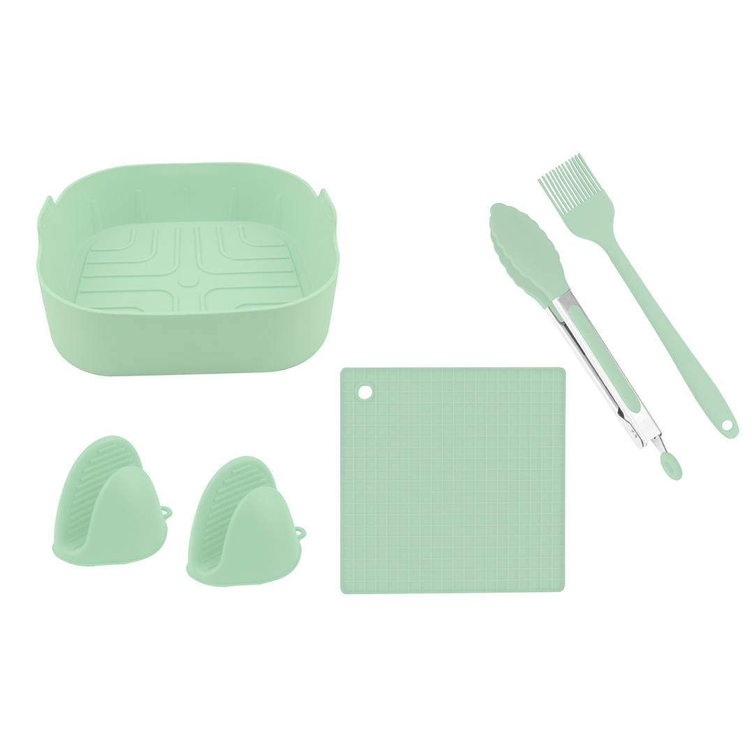 JUEGO DE 6 PCS DE SILICONA PARA FREIDORA CUADRADO CROIX VERDE
