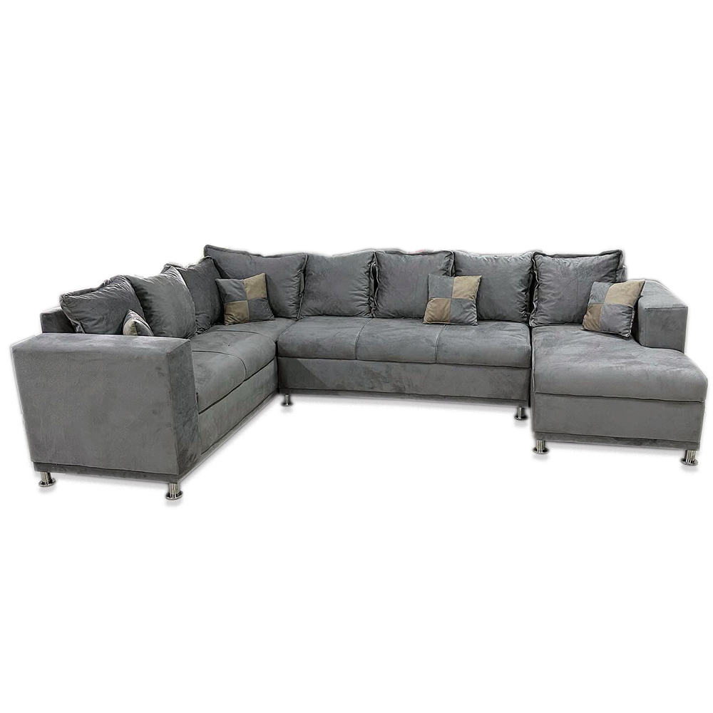 SOFA DEYMAR ESQUINERO 7 LUGARES DEYMAR LUXO GRIS + 4 ALMOHADAS