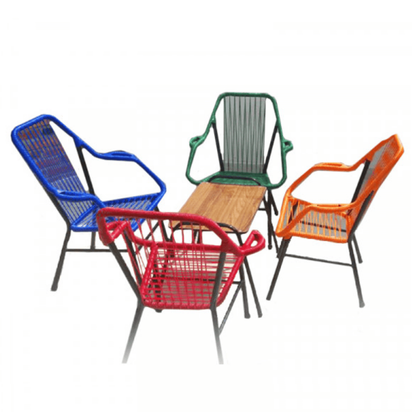JUEGO DE SILLÓN MINI REPOSERA CABLE COLOR MIXTO C/ 4 SILLÓN + MESITA CONFORTARTE