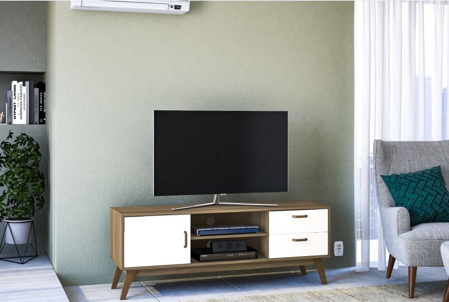RACK POLITORNO PHEONIX CASTAÑO/BLANCO HASTA TV 60