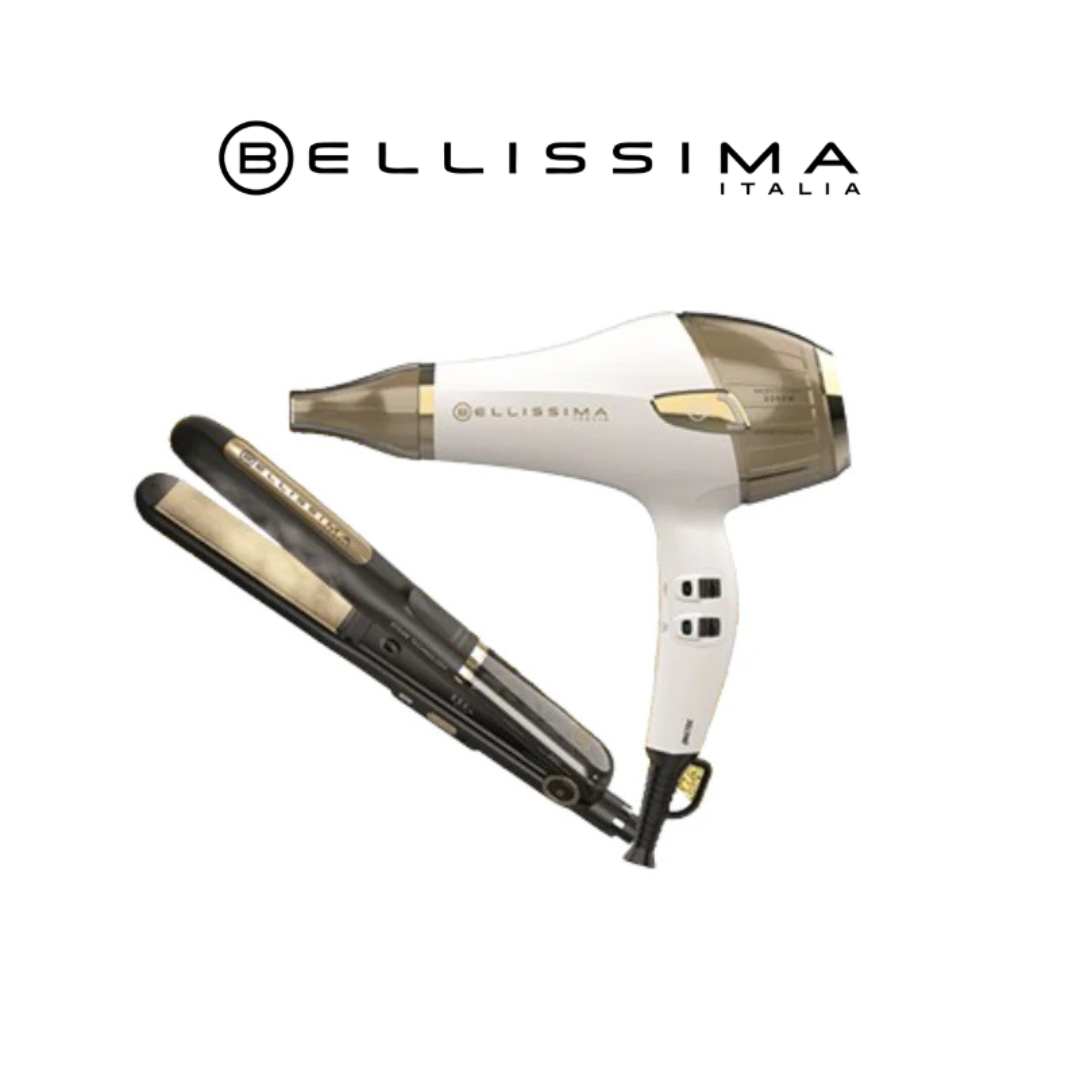 SET BELLISSIMA CERAMIC&KERATIN GOLD SET PLANCHITA VAPOR+SECADOR PRO8007403119034