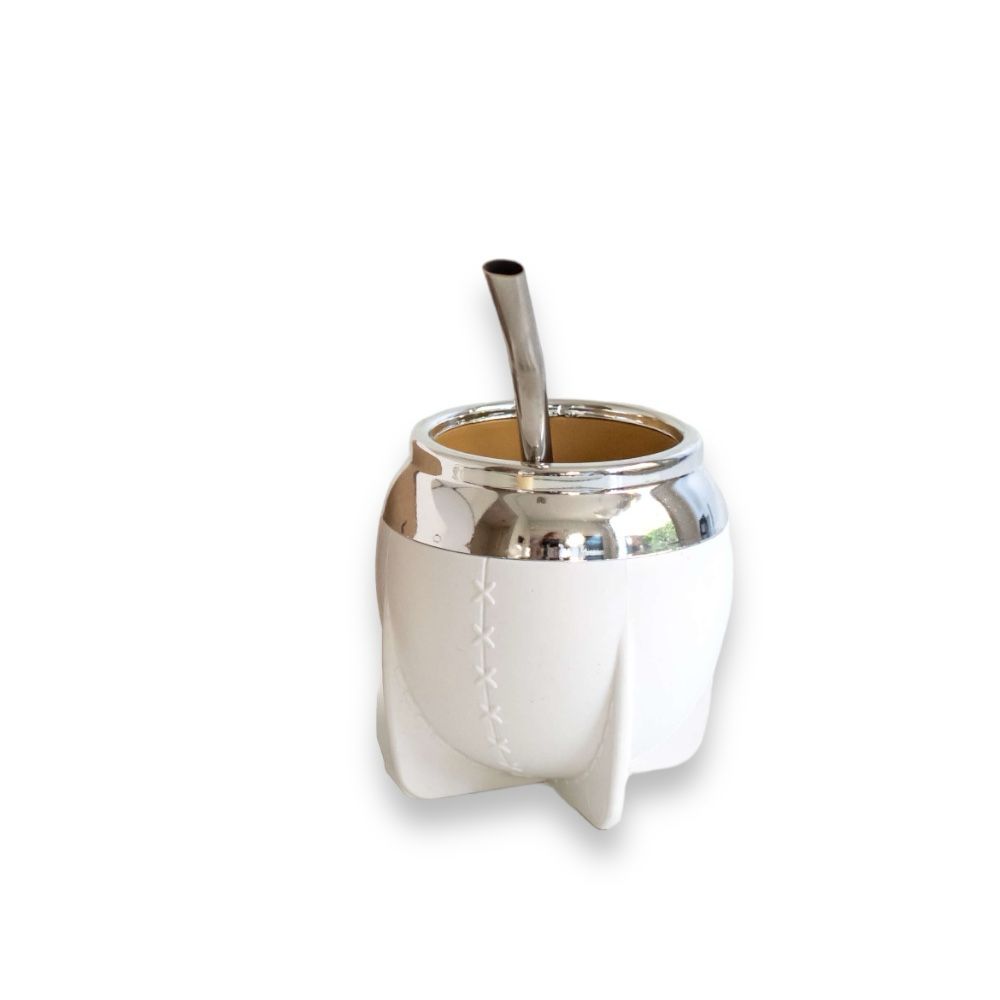 GUAMPA TRADICIONAL MATE PAMPA BLANCO BOCA CHICA + BOMBILLA