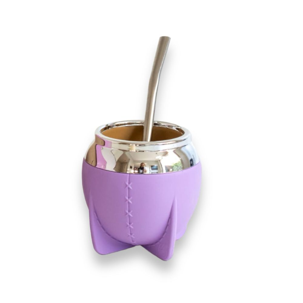 GUAMPA TRADICIONAL MATE PAMPA LILA BOCA CHICA + BOMBILLA