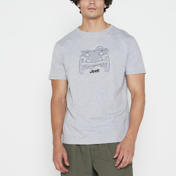 REMERA  JEEP GRIS LOGO AUTO NEGRO CABALLEO TALLE M  REF. JMN24214GREY 