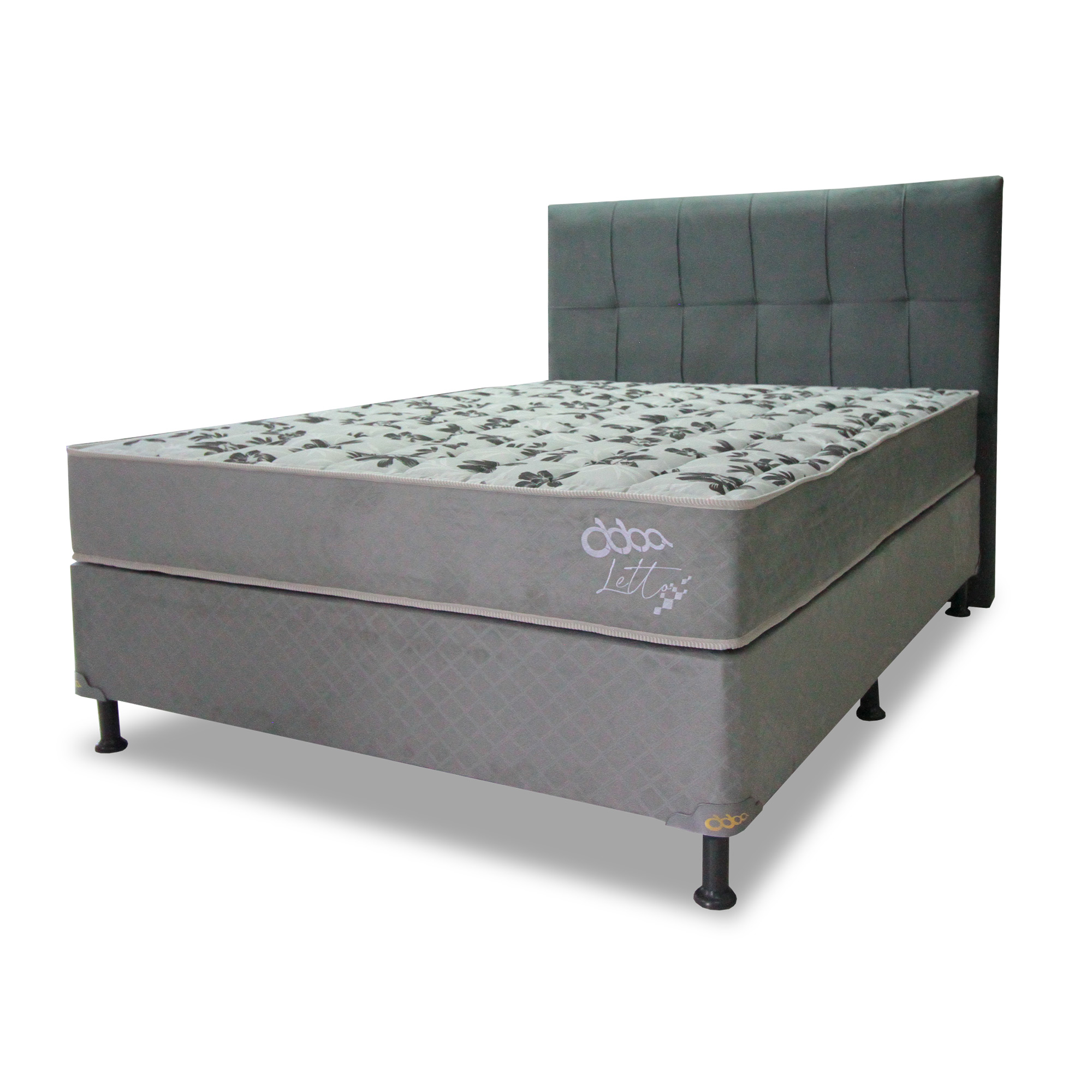 BASE C/ COLCHON ABBA 160X200 LETTO GRIS + CABECERA