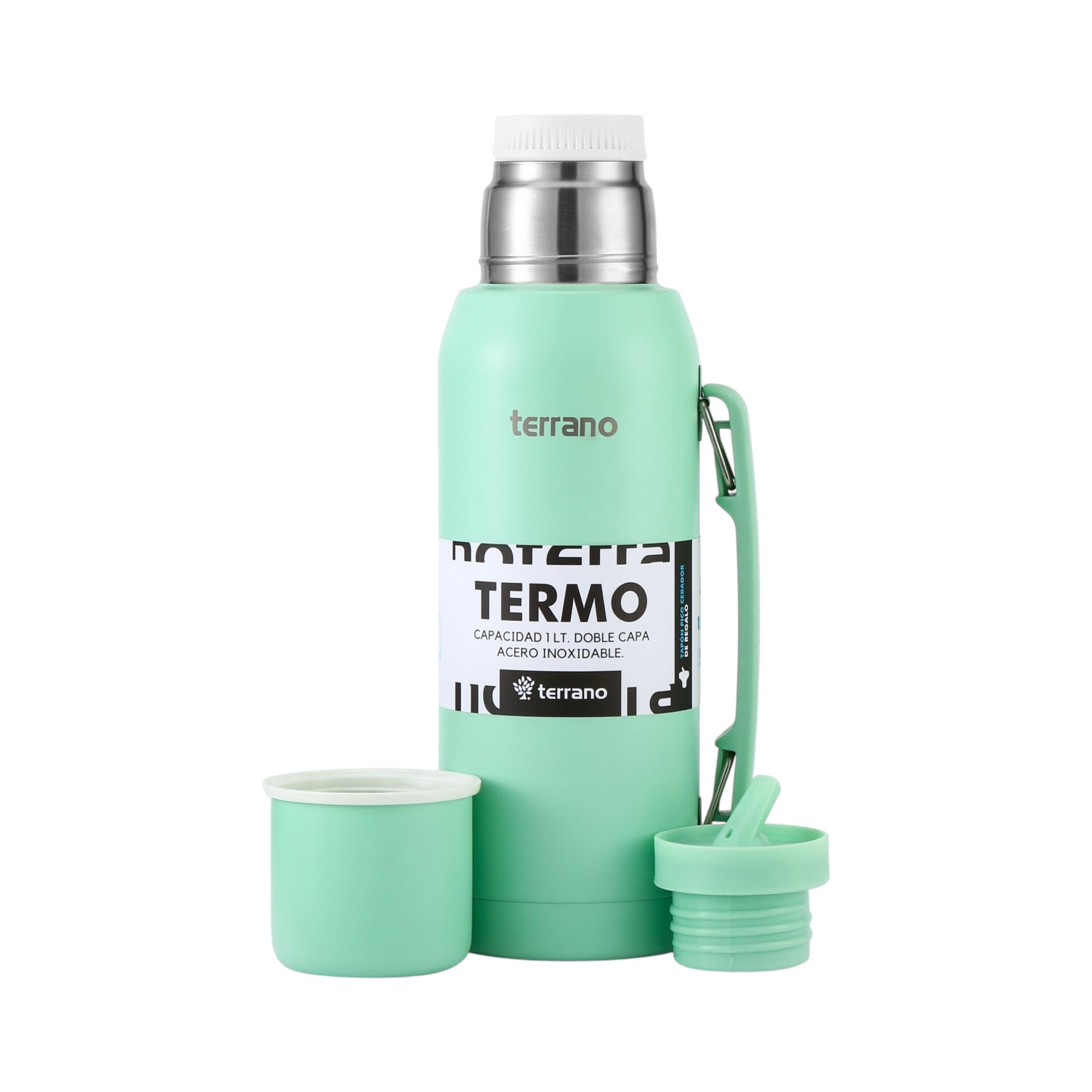 TERMO TERRANO 1 LT CON MANIJA MOVIL VERDE AGUA