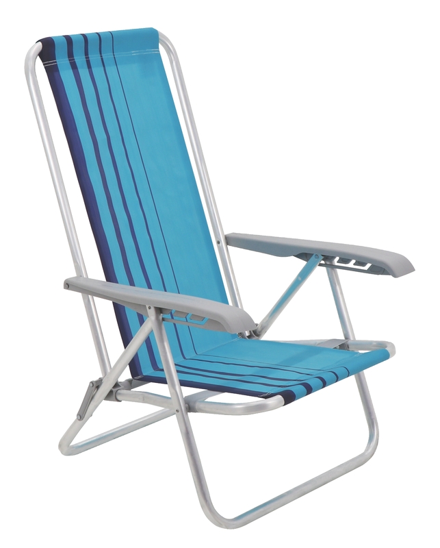 SILLA DE PLAYA TRAMONTINA BALI BAJA RECLINABLE ALUMINIO AZUL Y CELESTE T929003