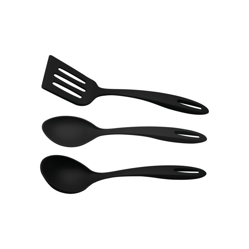 JUEGO DE ESPATULAS NYLON NEGRO 3P TRAMONTINA T251998