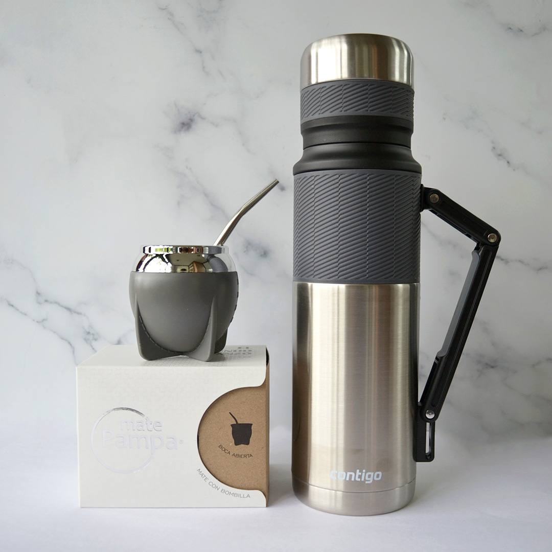 COMBO MATERO CONTIGO TERMO INOX 1.1LTS. C/ MANIJA + GUAMPA PAMPA + BOMBILLA INOX
